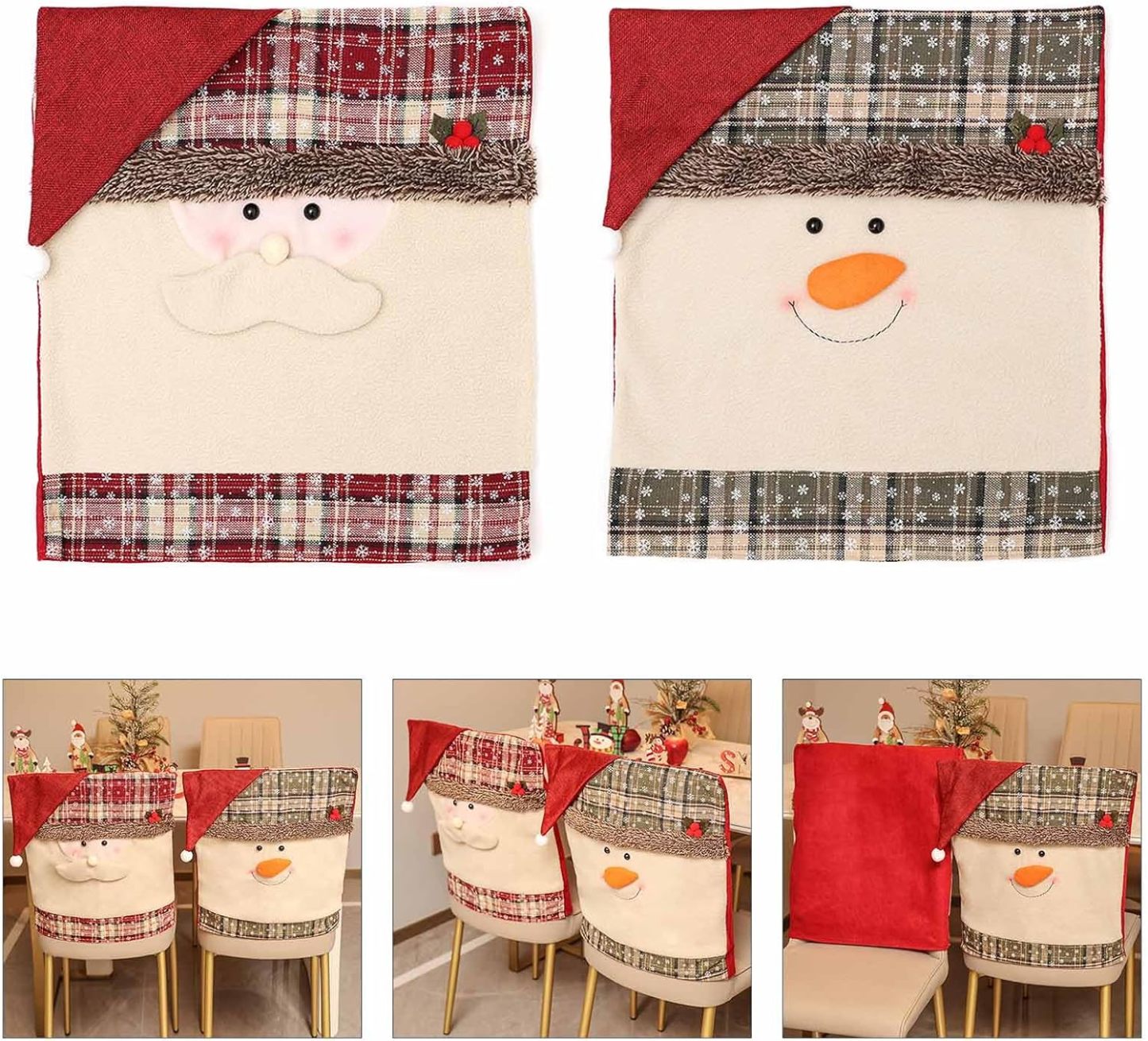 Christmas Chair Covers Christmas Themed Back Covers Plush Washable Chair Slipcovers - MyPhotoKeychainUK