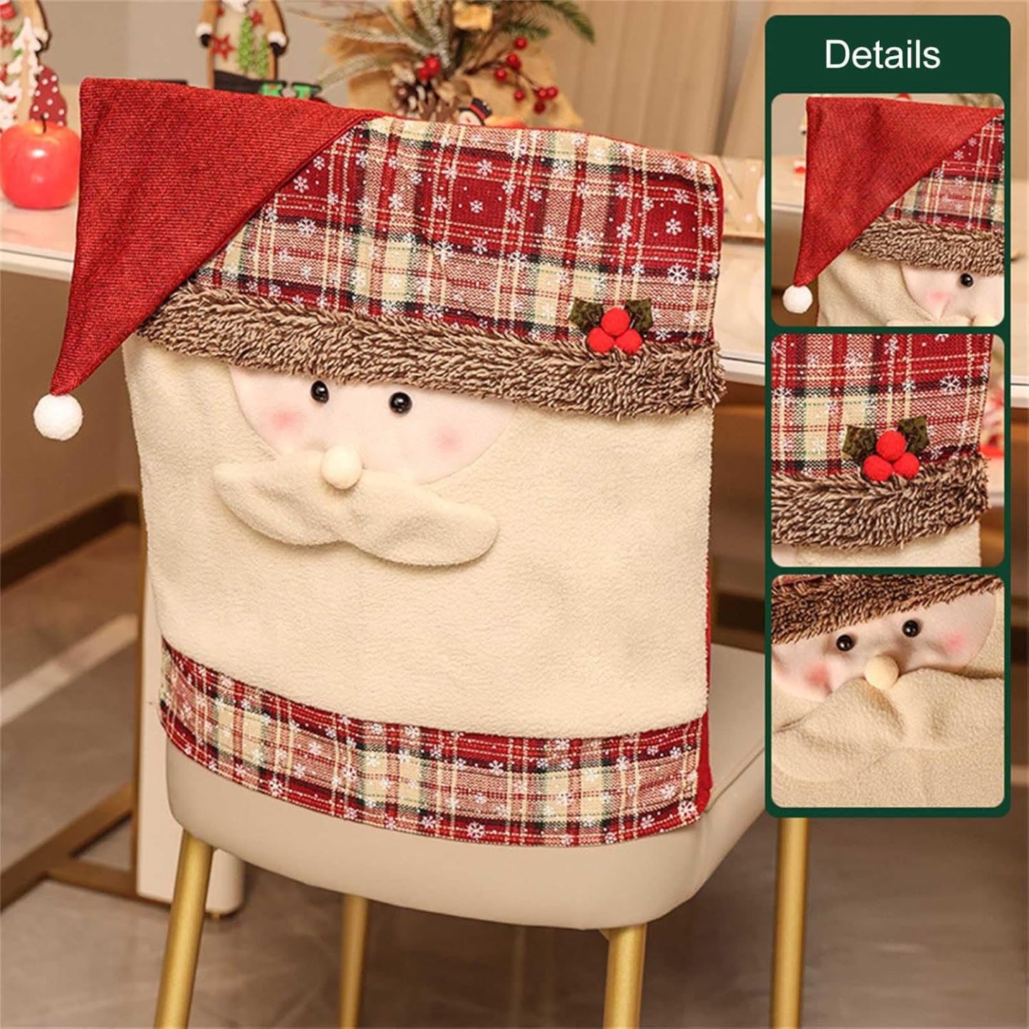 Christmas Chair Covers Christmas Themed Back Covers Plush Washable Chair Slipcovers - MyPhotoKeychainUK