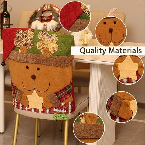 Christmas Chair Covers Christmas Themed Back Covers Plush Washable Chair Slipcovers - MyPhotoKeychainUK