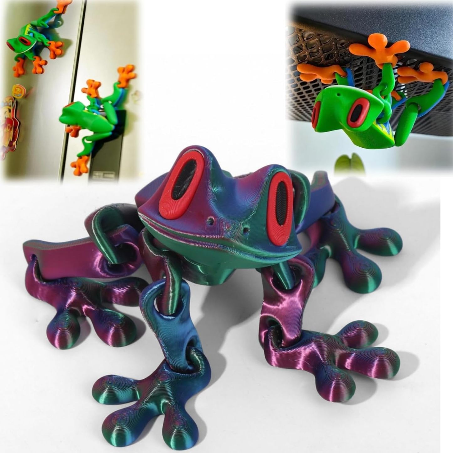 3D Printed Magnetic Frog Refrigerator Magnet Adorable Articulated Frog Decor for Home or Office - MyPhotoKeychainUK