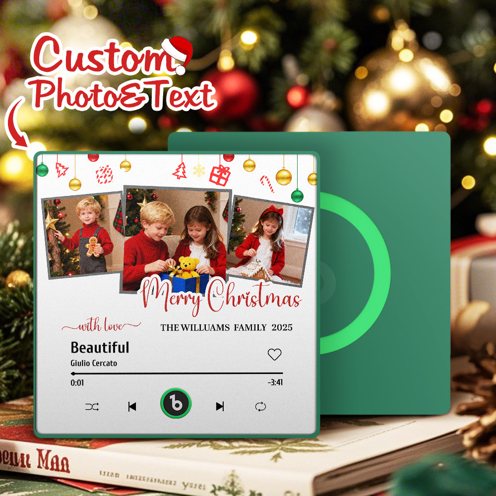 Custom Music Fridge Magnet Colorful Frame Photo and Text Fridge Magnet Gift for Christmas - MyPhotoKeychainUK