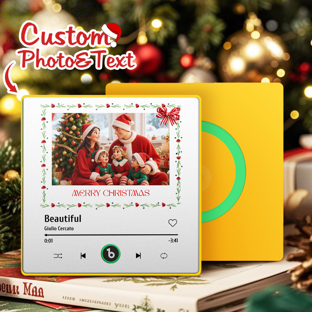 Custom Music Fridge Magnet Colorful Frame Photo and Text Fridge Magnet Gift for Christmas - MyPhotoKeychainUK