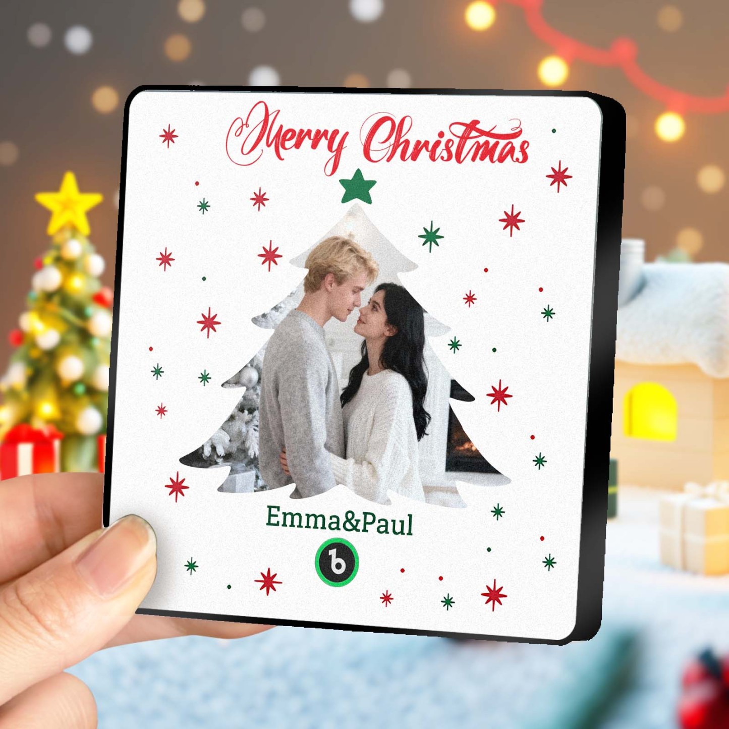 Custom Christmas Tree Music Fridge Magnet Personalized Music Photo for Your Loved Ones - MyPhotoKeychainUK