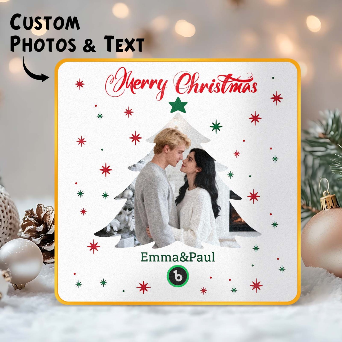 Custom Christmas Tree Music Fridge Magnet Personalized Music Photo for Your Loved Ones - MyPhotoKeychainUK