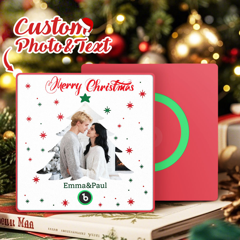 Custom Christmas Tree Music Fridge Magnet Personalized Music Photo for Your Loved Ones - MyPhotoKeychainUK