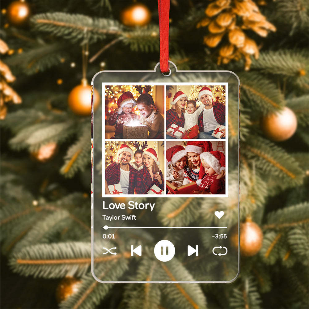 Custom Spotify Code Acrylic Ornament Personalized Photos Christmas Decoration Gift for Her -