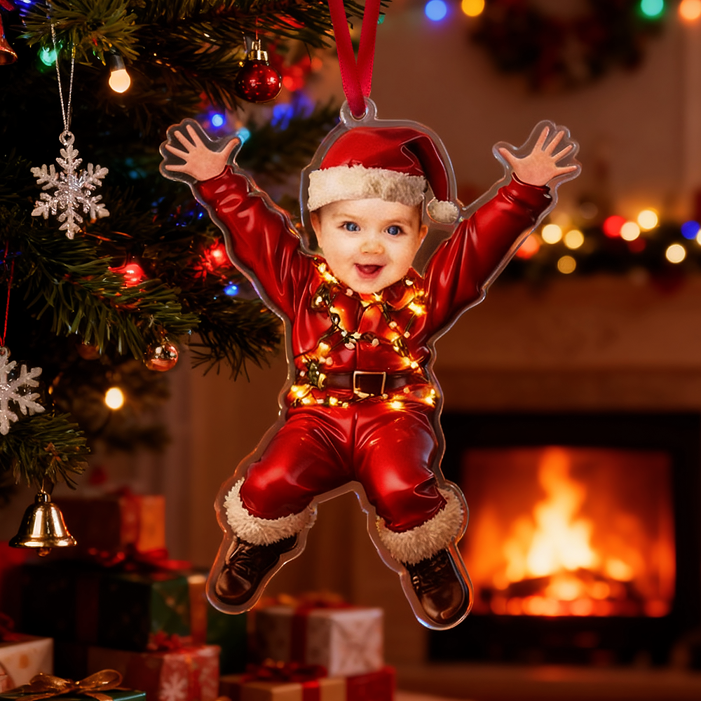 Custom Face Photo Santa Christmas Ornament Funny Santa Claus Ornament Christmas Santa Costume Ornament Christmas Kids Ornament - MyPhotoKeychainUK