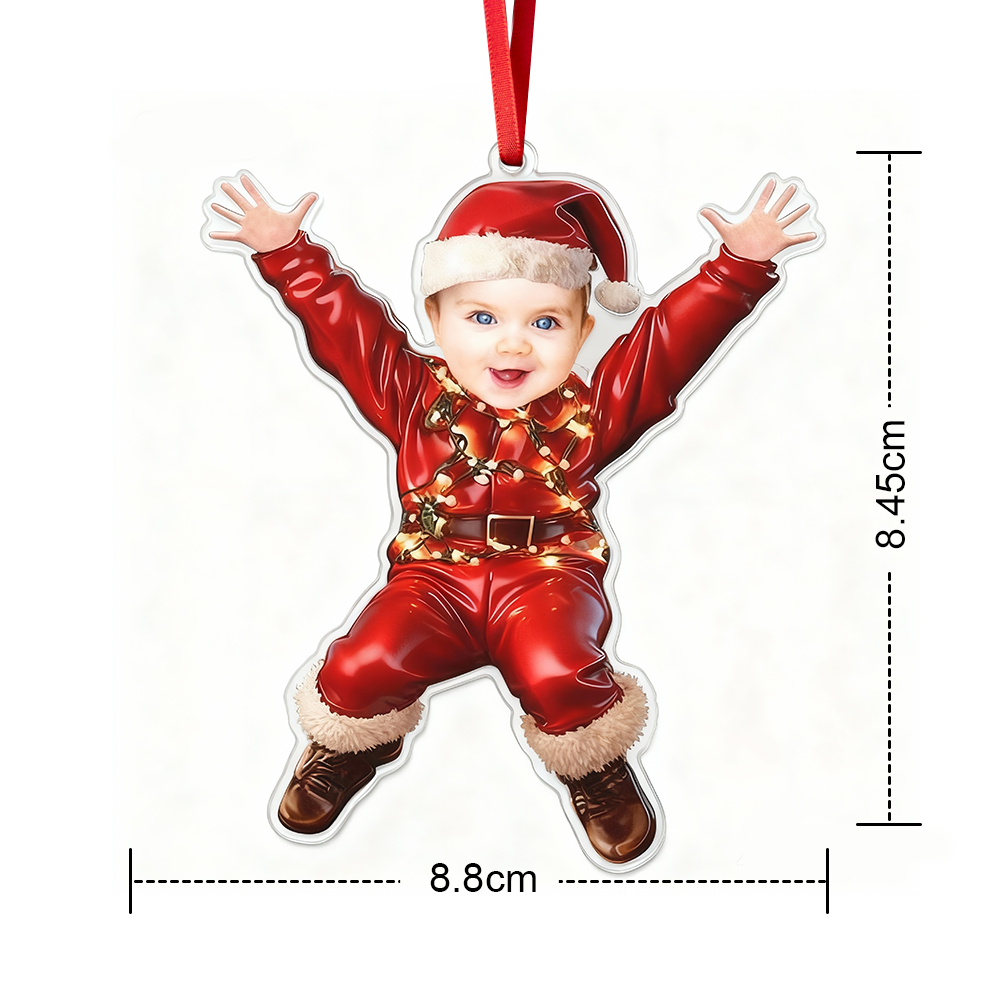 Custom Face Photo Santa Christmas Ornament Funny Santa Claus Ornament Christmas Santa Costume Ornament Christmas Kids Ornament - MyPhotoKeychainUK
