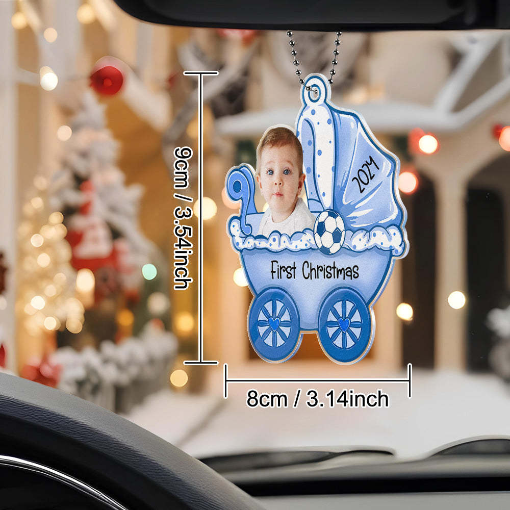 Personalized Baby's Carriage Ornament Photo Christmas Ornament Gift for Baby -