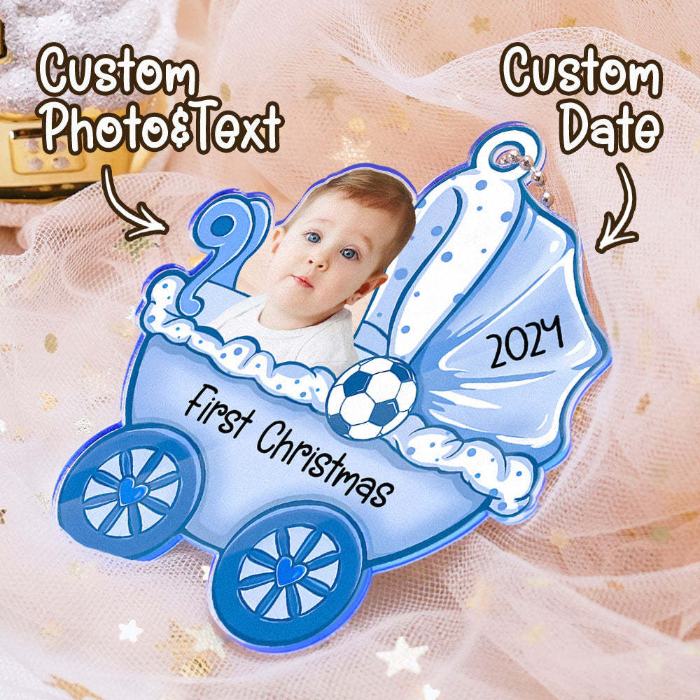 Personalized Baby's Carriage Ornament Photo Christmas Ornament Gift for Baby -