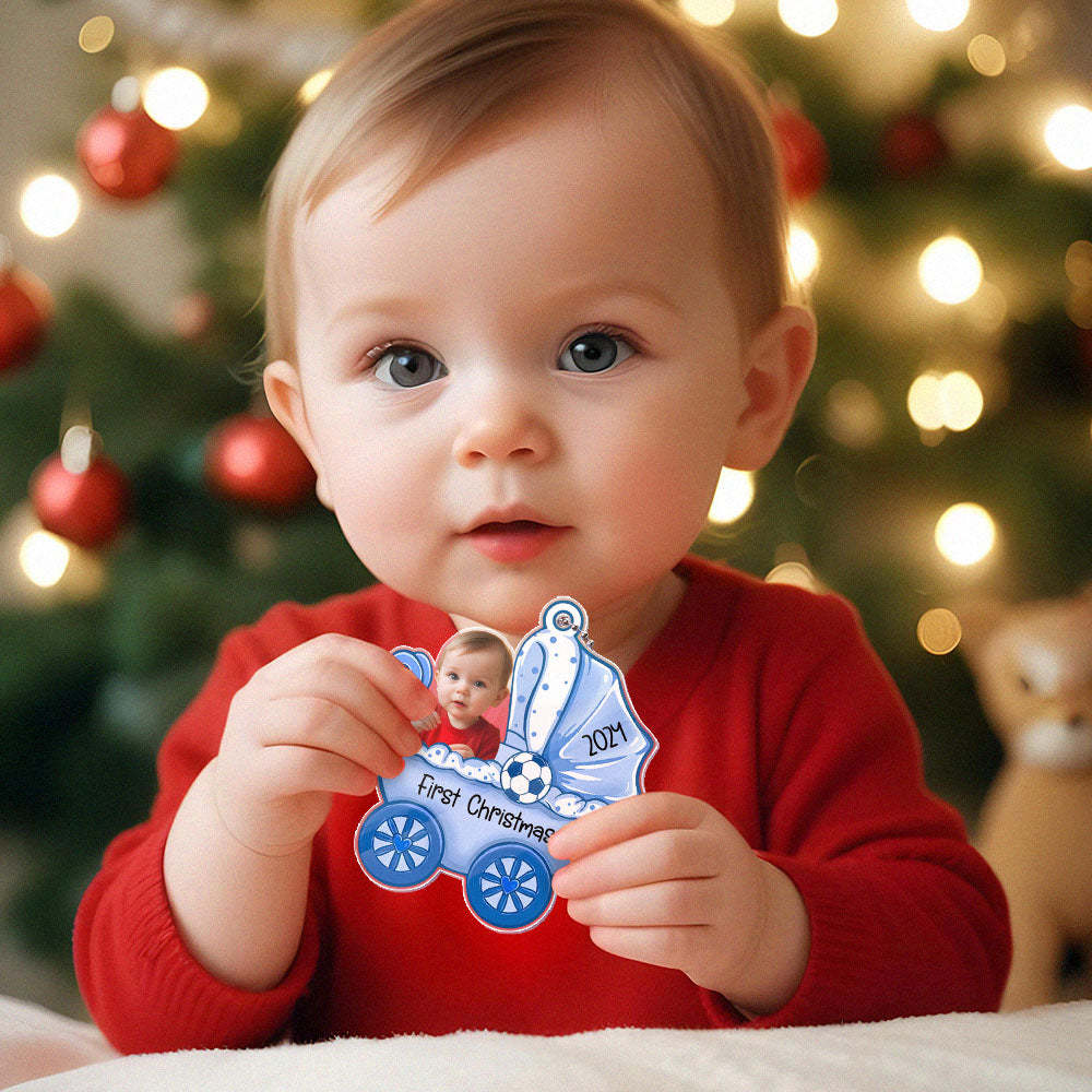 Personalized Baby's Carriage Ornament Photo Christmas Ornament Gift for Baby -