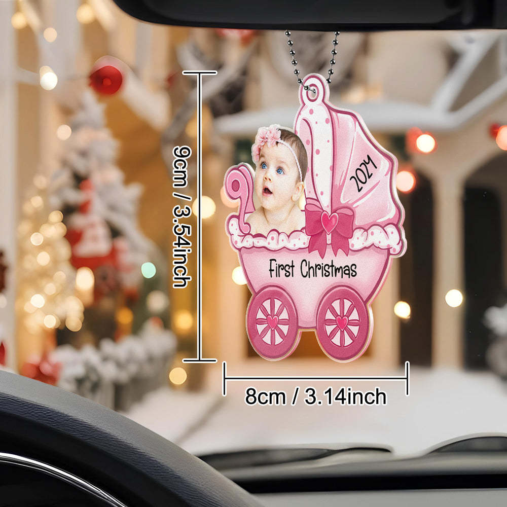 Personalized Baby's Carriage Ornament Photo Christmas Ornament Gift for Baby -