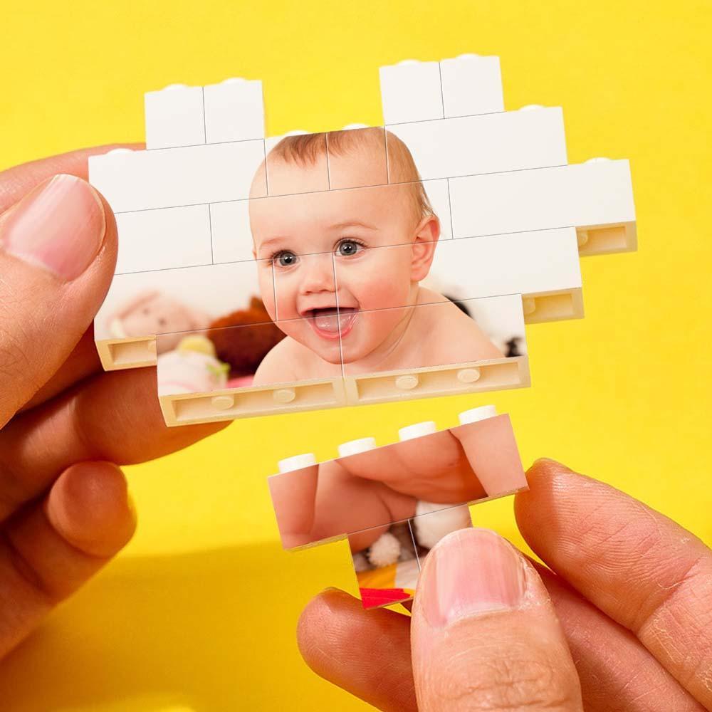 Custom Building Brick Puzzle Engraving Personalized Heart Shaped Photo Block Gift For Children's Day - soufeelus