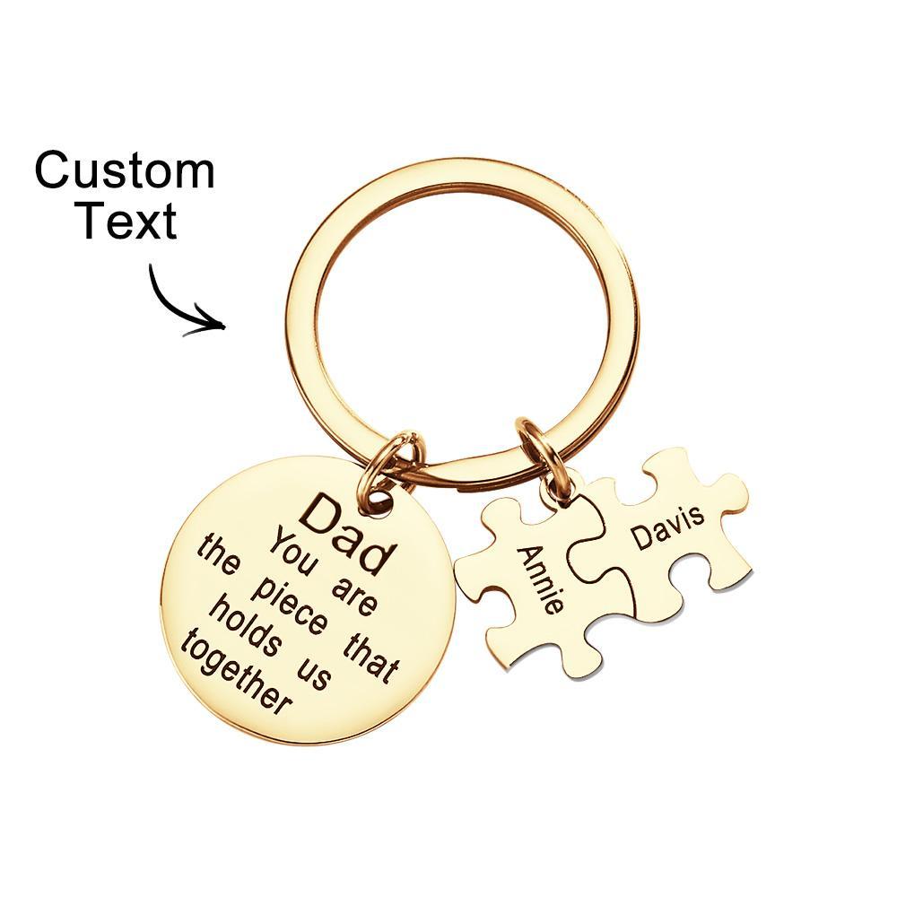 Engraved Puzzle Circle Keychain Personalized Key Ring Father's Day Gift - PhotoKeychain