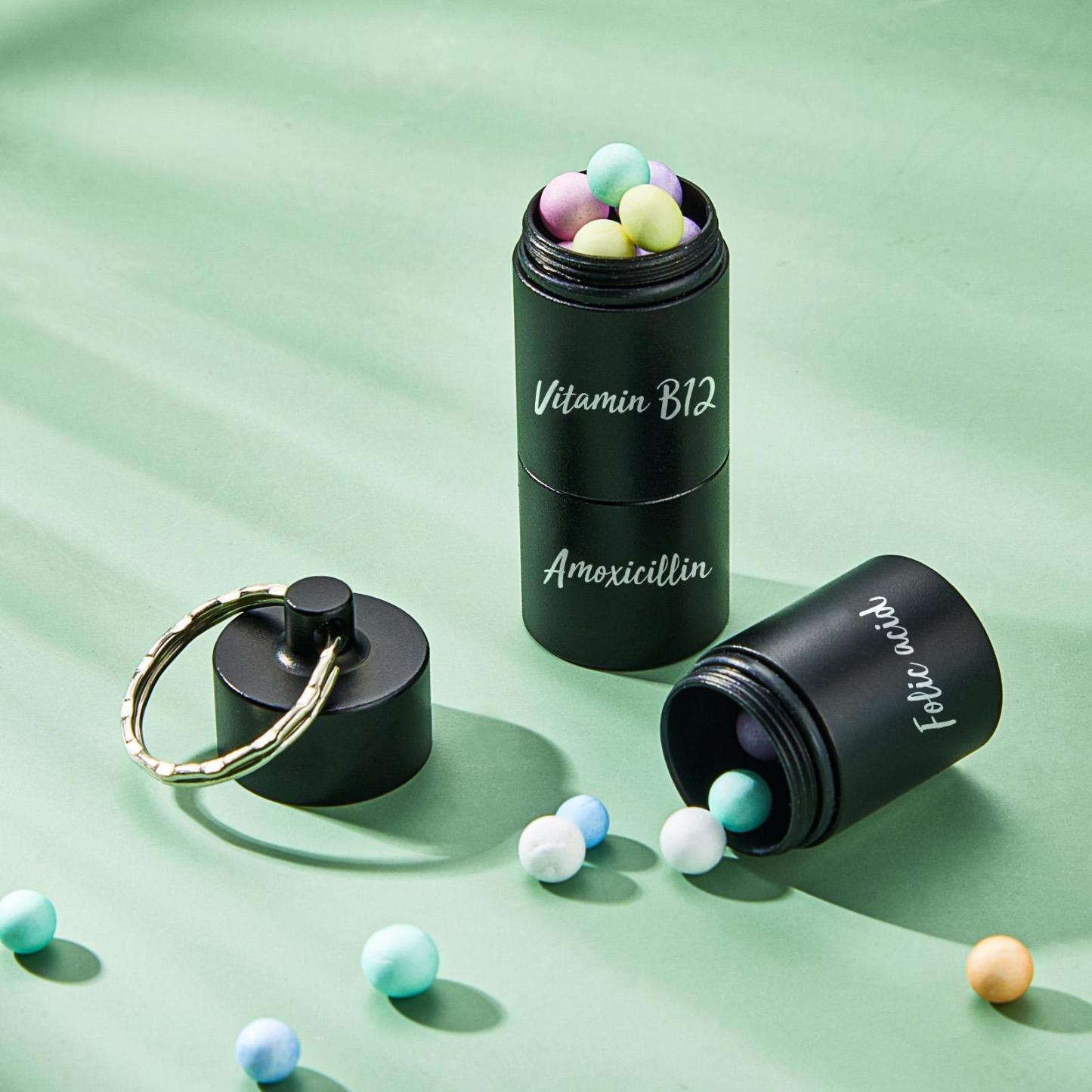 Custom Engraved keychain Pill box Portable Creative Gifts - PhotoKeychain
