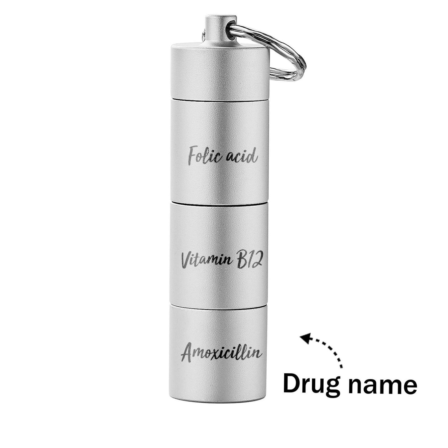 Custom Engraved keychain Pill box Portable Creative Gifts - PhotoKeychain