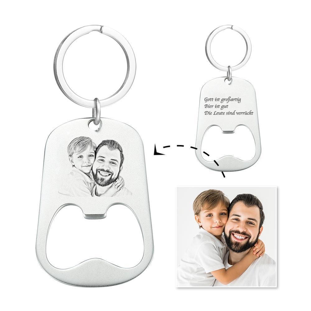 Custom Photo Engraved Bottle Opener Keyring - For The Best Daddy