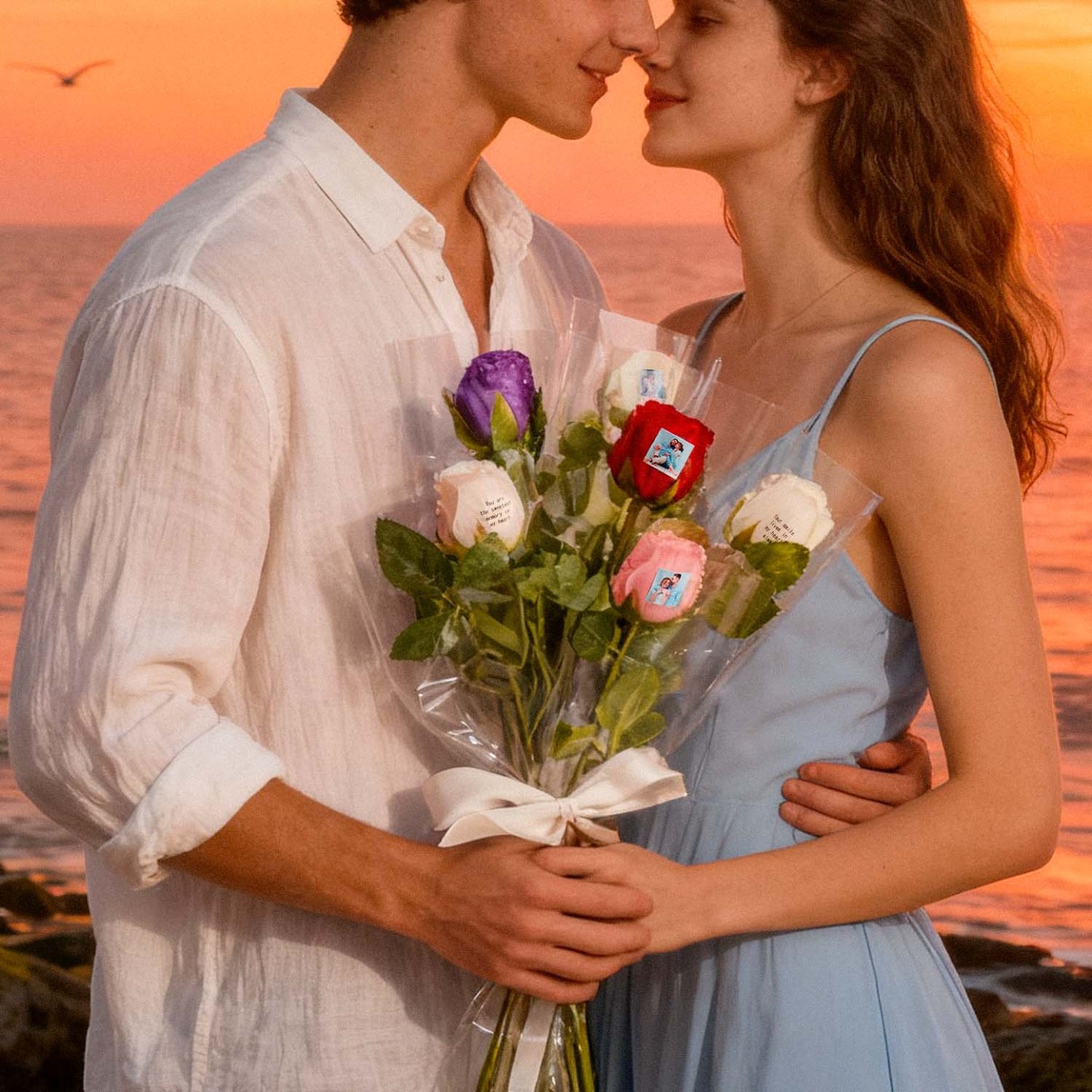 Beautiful Custom Photo Rose Engravable Rose The Best Gift For Couples - MyPhotoKeychainUK