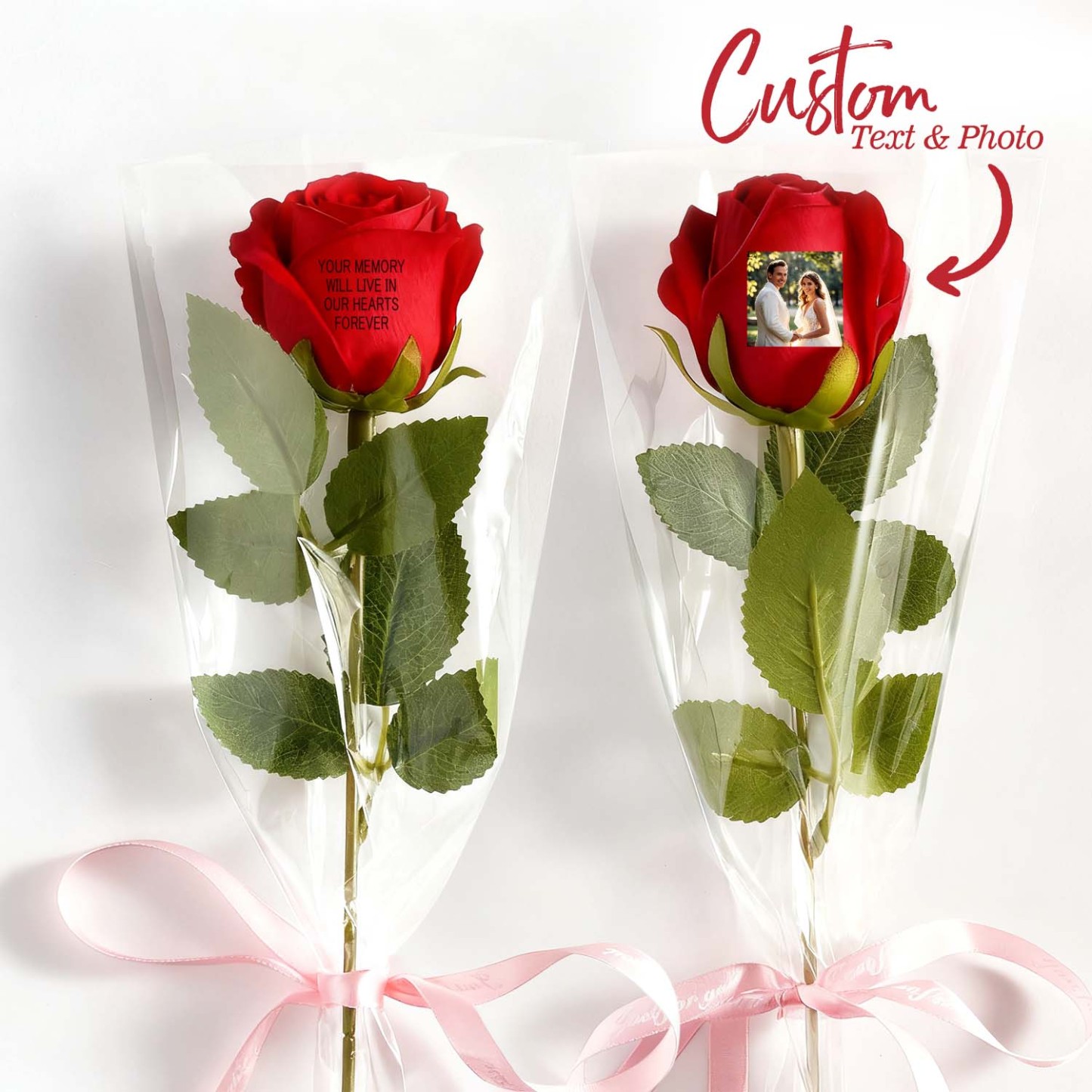 Beautiful Custom Photo Rose Engravable Rose The Best Gift For Couples - MyPhotoKeychainUK