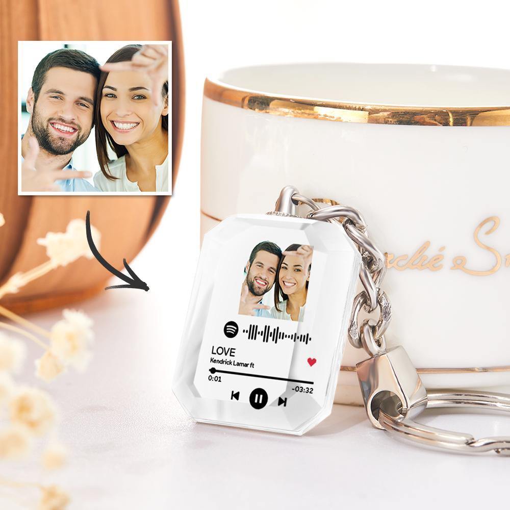 Father's Day Gift - Custom Spotify Code Crystal Keychain | Photo Keychain Personalized Gift - myspotifyplaque