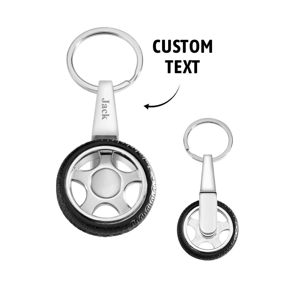 Custom Name Spinning Tire Keychain Gifts for Him - PhotoKeychain