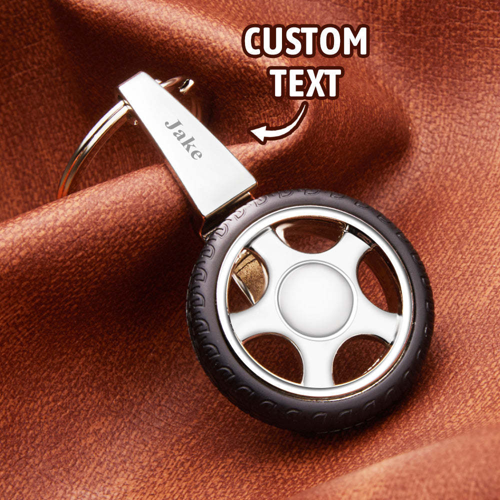 Custom Name Spinning Tire Keychain Gifts for Him - PhotoKeychain
