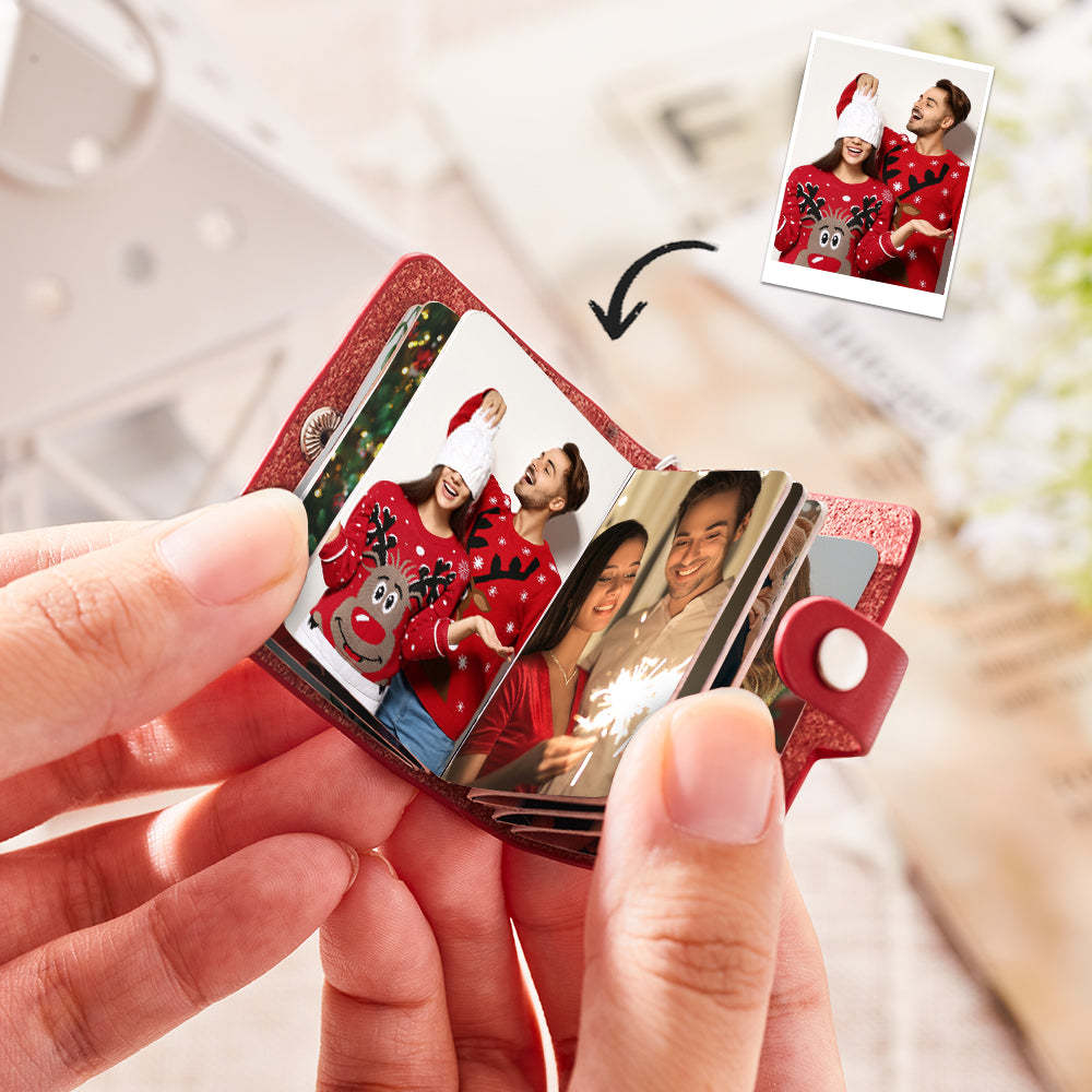 Custom Photo Album Keychain with Text Scrapbook Custom Photo Leather Keychain Gift - PhotoKeychain