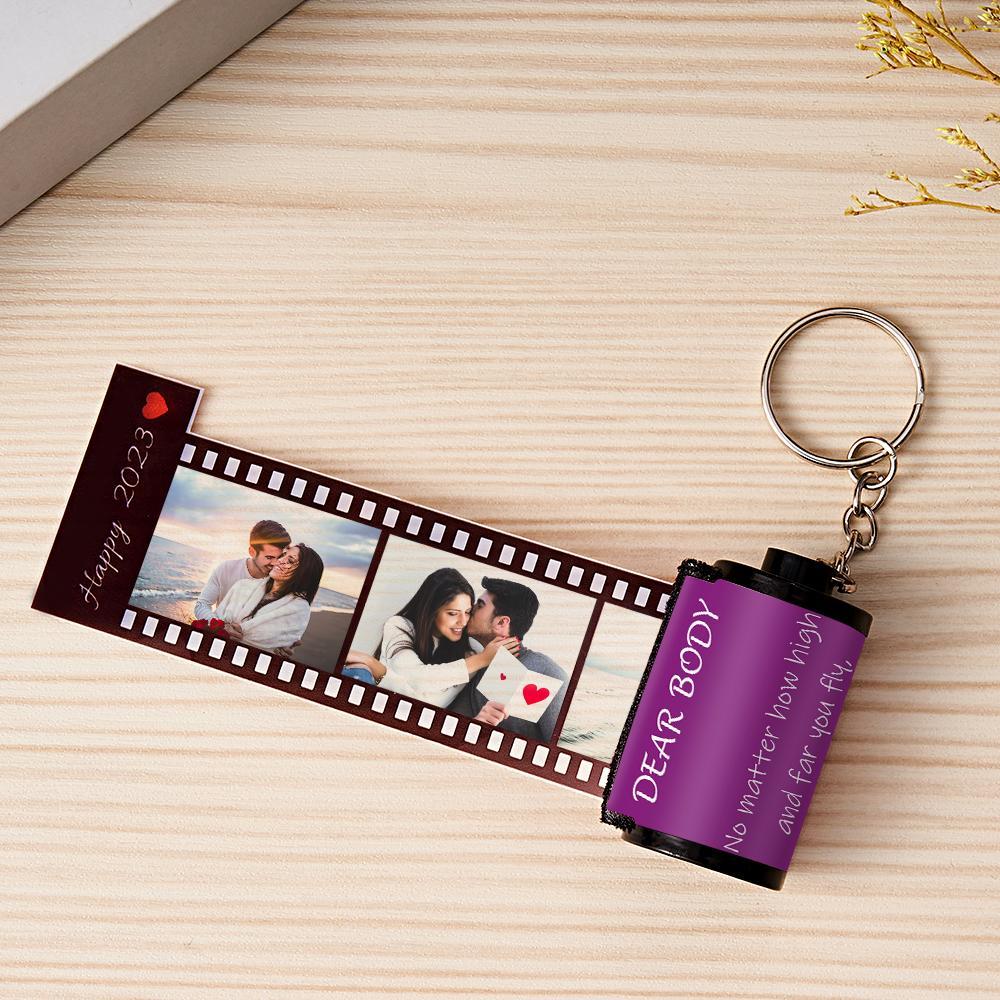 Custom Text Colorful Roll Film Keychain Camera Keychain Meaningful Gifts For Couples - PhotoKeychain