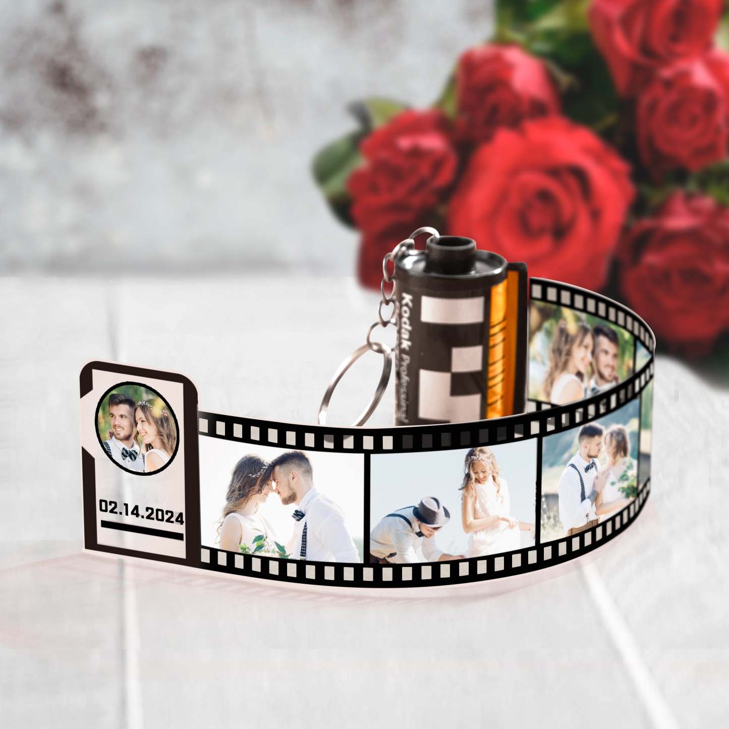 Custom Photo Film Roll Keychain With Text Memory Camera Keychain Valentine's Day Gifts For Couples - PhotoKeychain