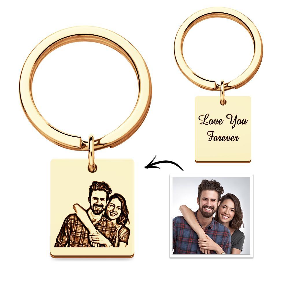 Custom Photo Keychain Personalized Engraved Keychain with Text for Couple - PhotoKeychain