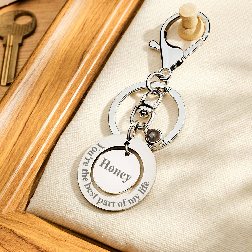 Custom keychain Personalized Projection Photo Keychain Anniversary Gift - PhotoKeychain