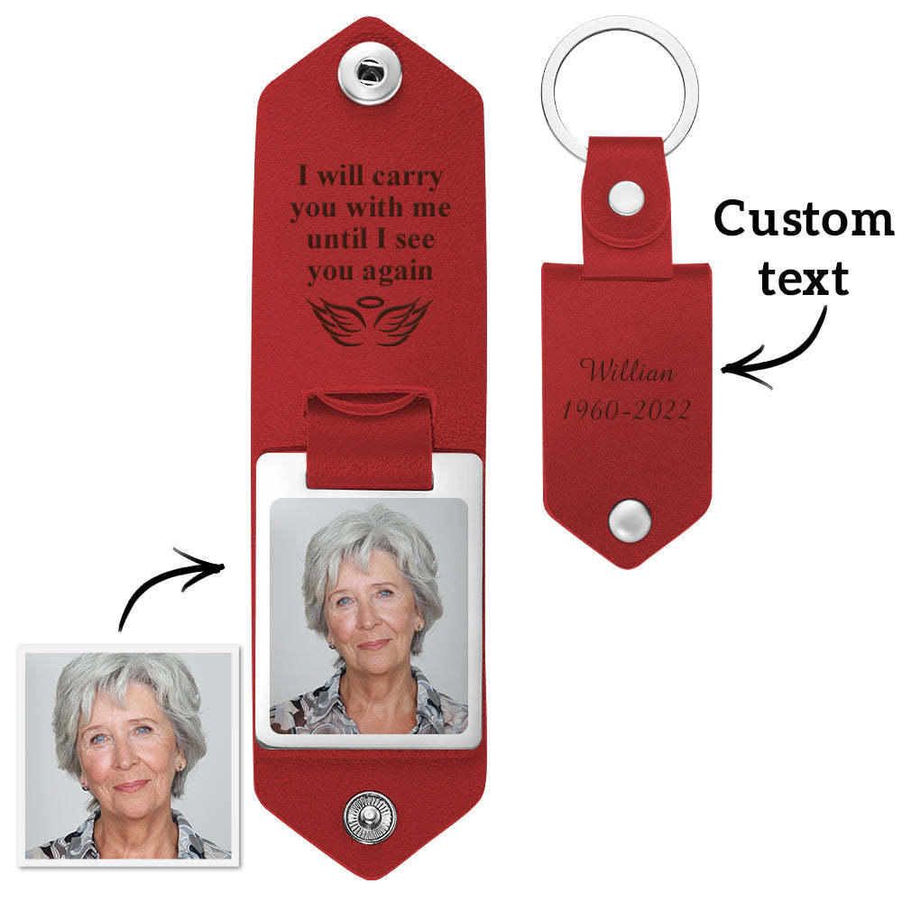 Custom Memory Keychain Leather Keychain Personalized Memory Gift - PhotoKeychain