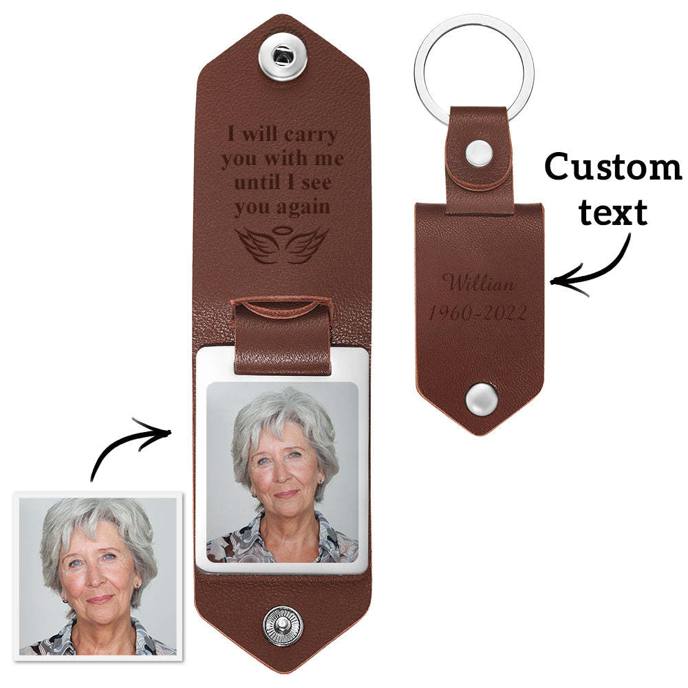 Custom Memory Keychain Leather Keychain Personalized Memory Gift - PhotoKeychain