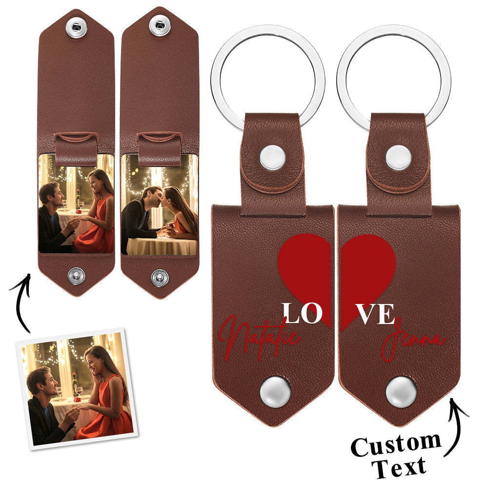 Personalized Photo Keychain Set Custom Photo Keyring 2 pcs Personalized Key Ring Gift - PhotoKeychain