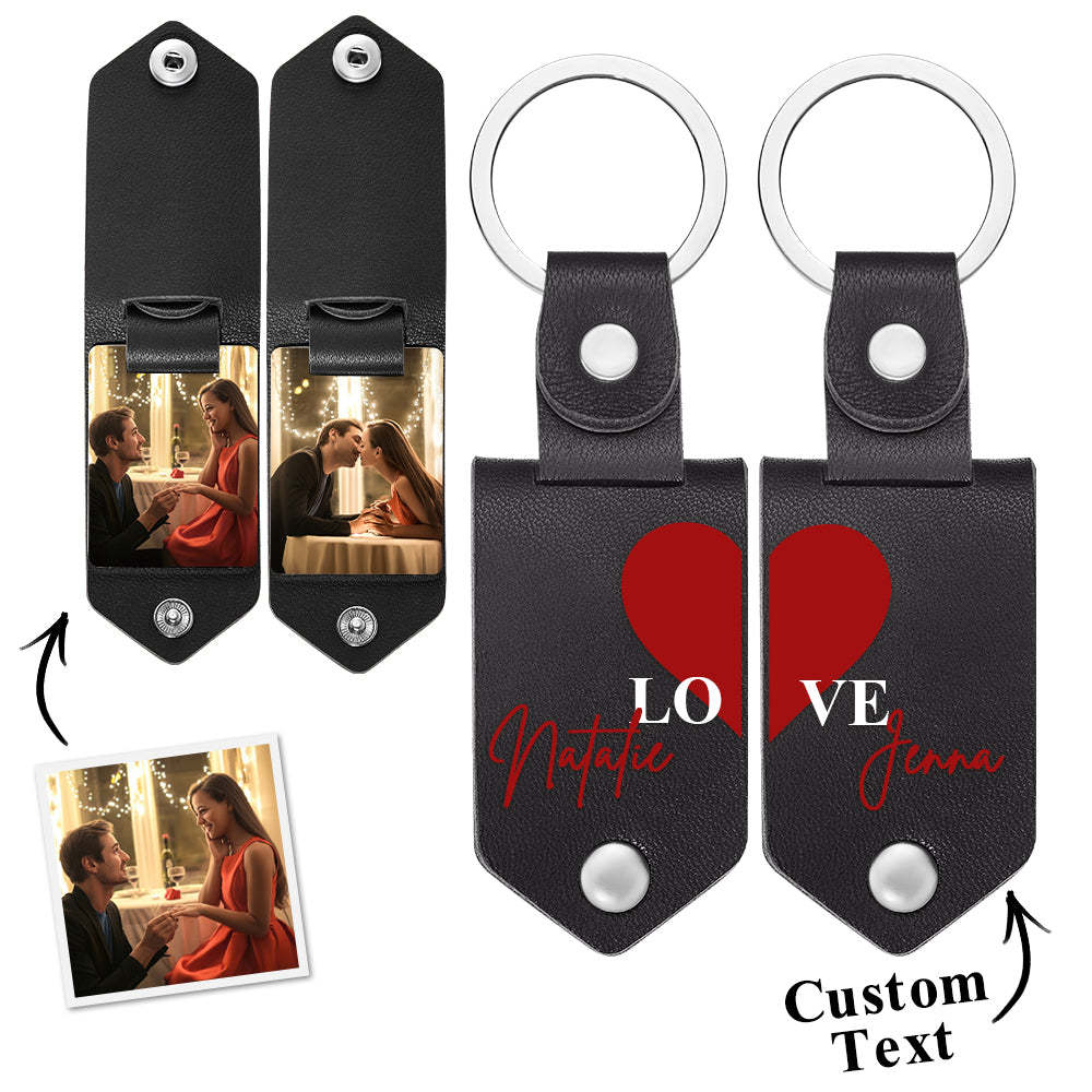 Personalized Photo Keychain Set Custom Photo Keyring 2 pcs Personalized Key Ring Gift - PhotoKeychain