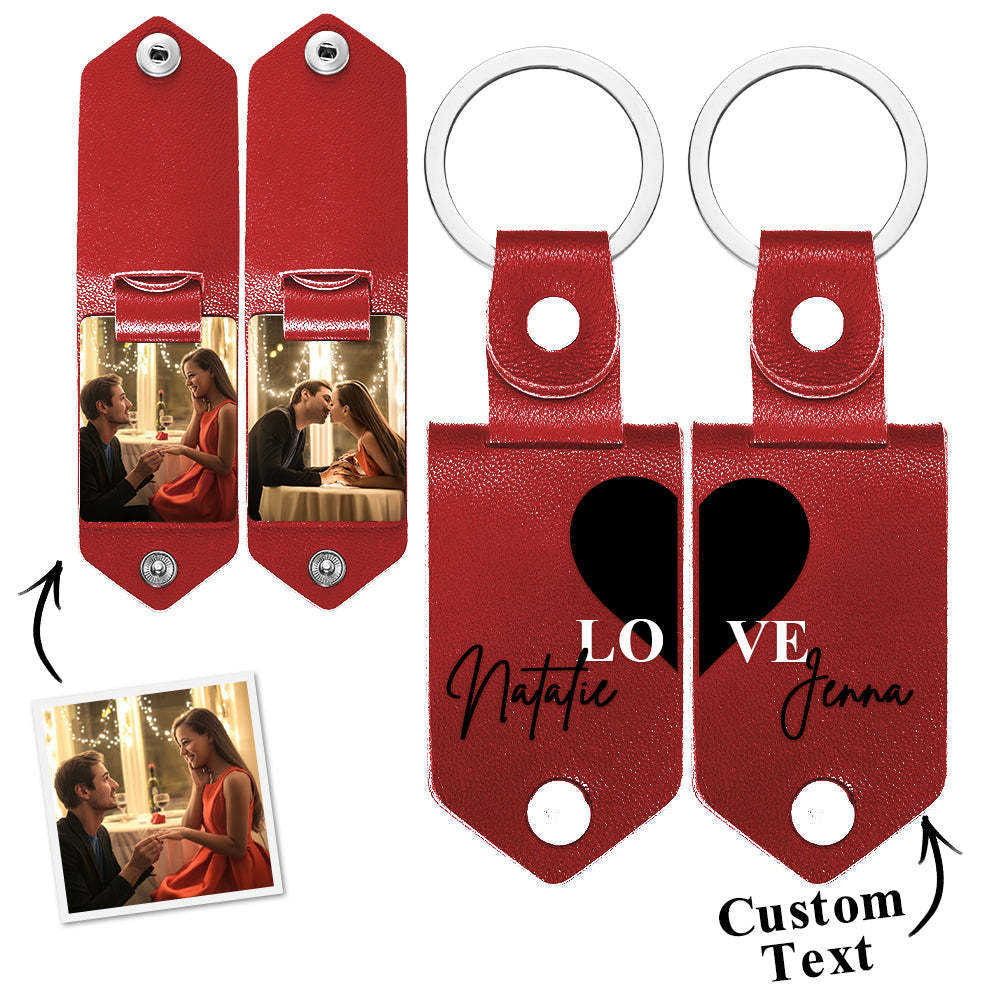 Personalized Photo Keychain Set Custom Photo Keyring 2 pcs Personalized Key Ring Gift - PhotoKeychain
