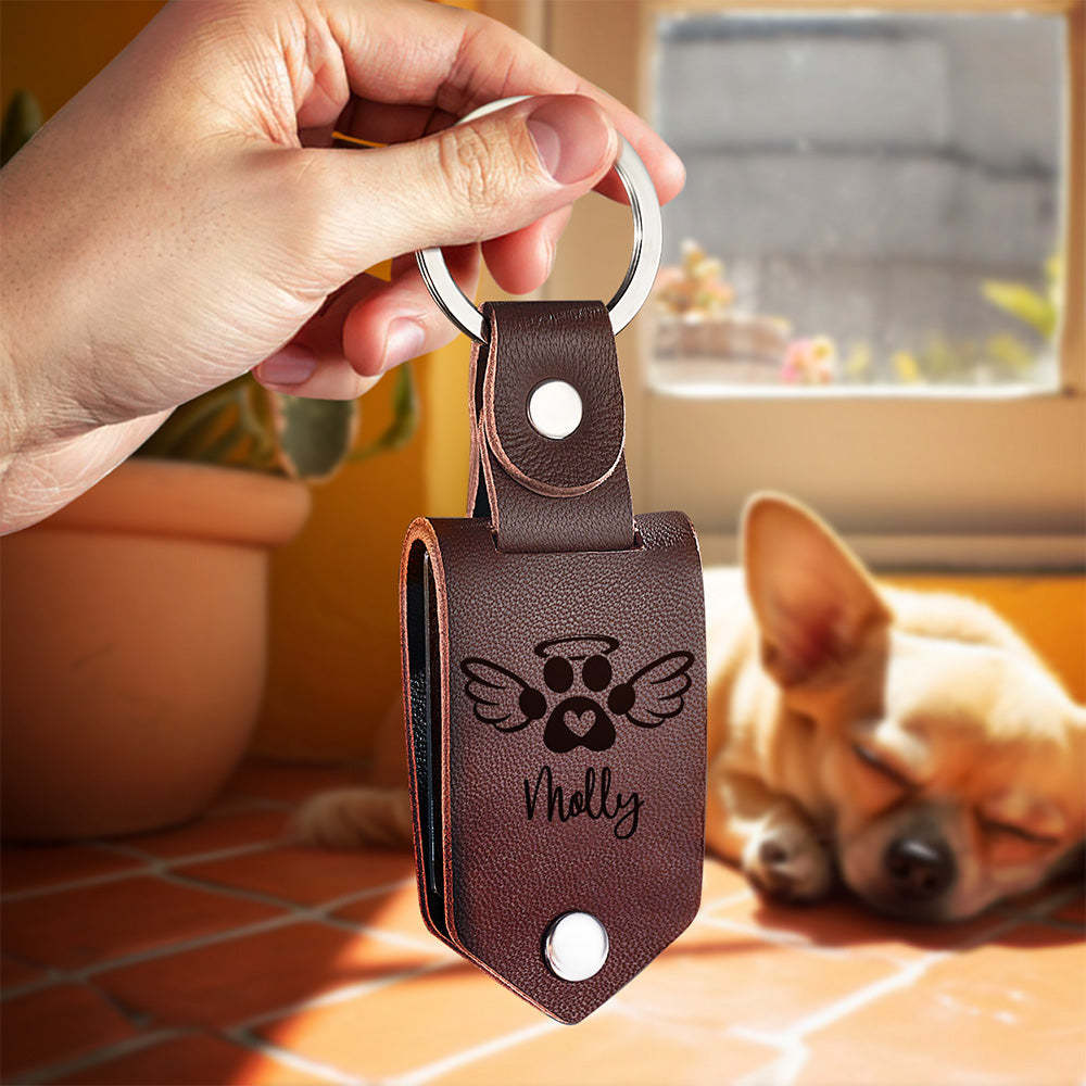 Custom Leather Keychain Memory Keychain Personalized Photo Keyring For Pets - PhotoKeychain