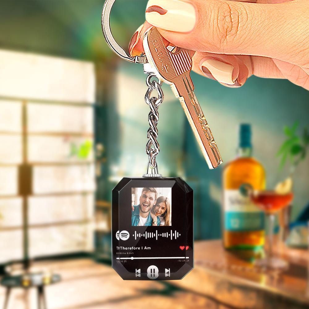 Father's Day Gift - Custom Spotify Code Crystal Keychain | Photo Keychain Personalized Gift - myspotifyplaque