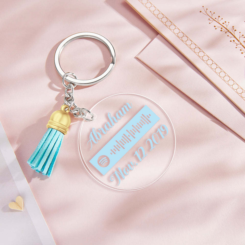 Custom Engraved Spotify Code Keychain Personalised Color Pendant Key Ring Romantic Gifts for Her - PhotoKeychain