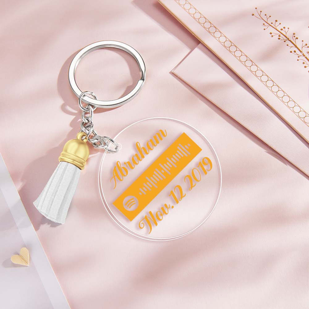 Custom Engraved Spotify Code Keychain Personalised Color Pendant Key Ring Romantic Gifts for Her - PhotoKeychain