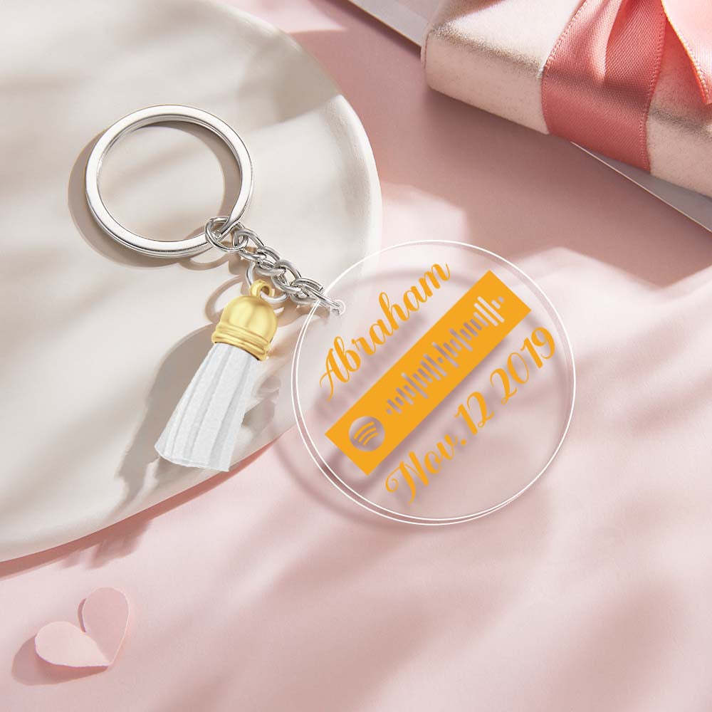 Custom Engraved Spotify Code Keychain Personalised Color Pendant Key Ring Romantic Gifts for Her - PhotoKeychain