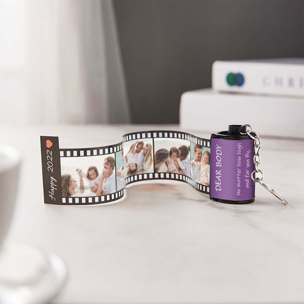 Custom Text Colorful Roll Film Keychain Meaningful Gifts For Family - PhotoKeychain