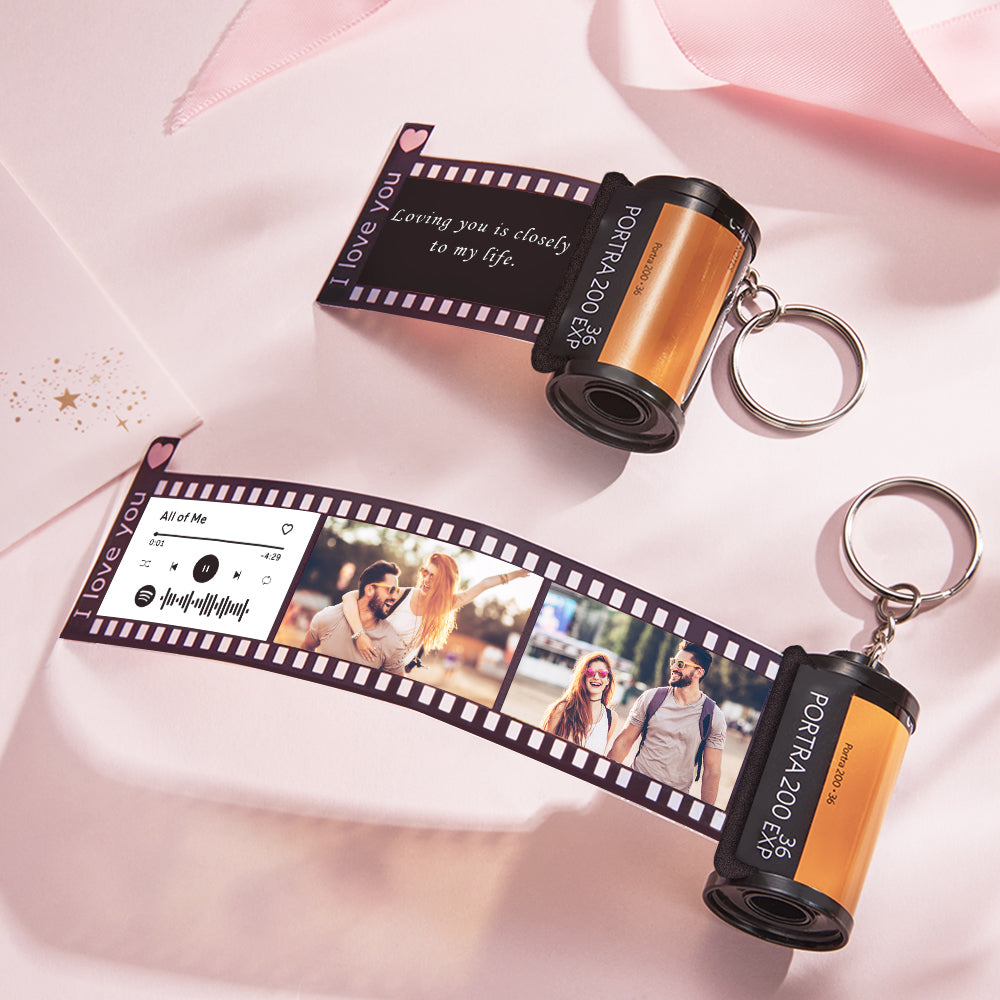 Camera Roll Key Chain Personal Film Roll Keychain Custom Text Personalized Spotify Keychain