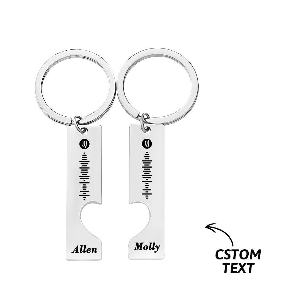 Scannable Custom Spotify Code Personalized Name Keyring 2pcs a Set For Valentine's Day Gift - PhotoKeychain