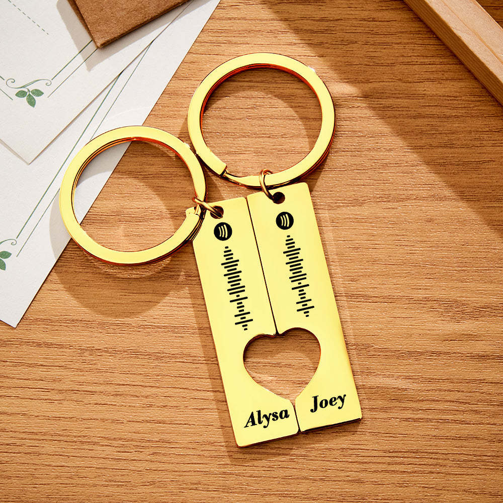 Scannable Custom Spotify Code Personalized Name Keyring 2pcs a Set For Valentine's Day Gift - PhotoKeychain