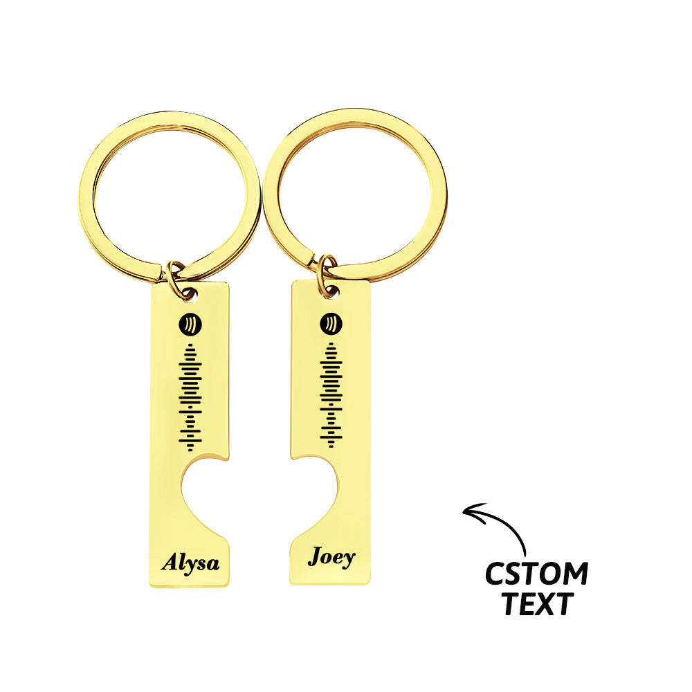 Scannable Custom Spotify Code Personalized Name Keyring 2pcs a Set For Valentine's Day Gift - PhotoKeychain