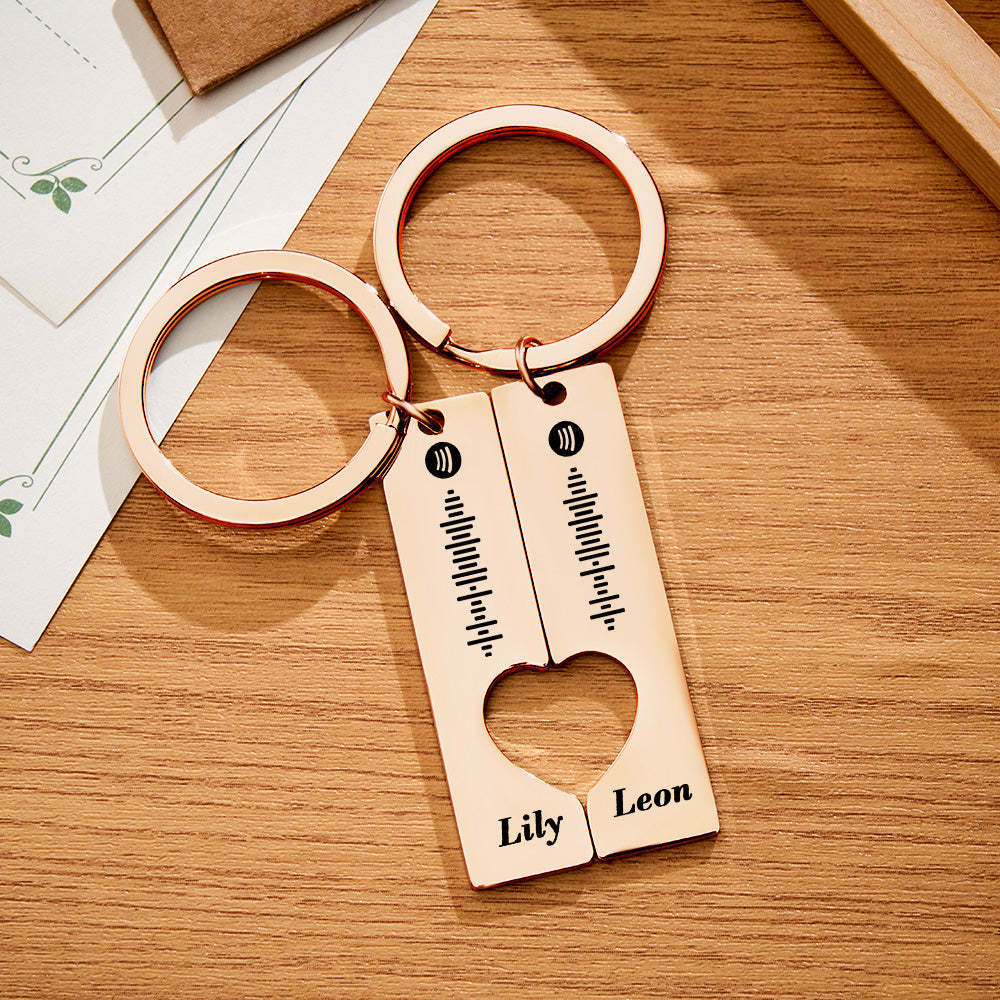 Scannable Custom Spotify Code Personalized Name Keyring 2pcs a Set For Valentine's Day Gift - PhotoKeychain