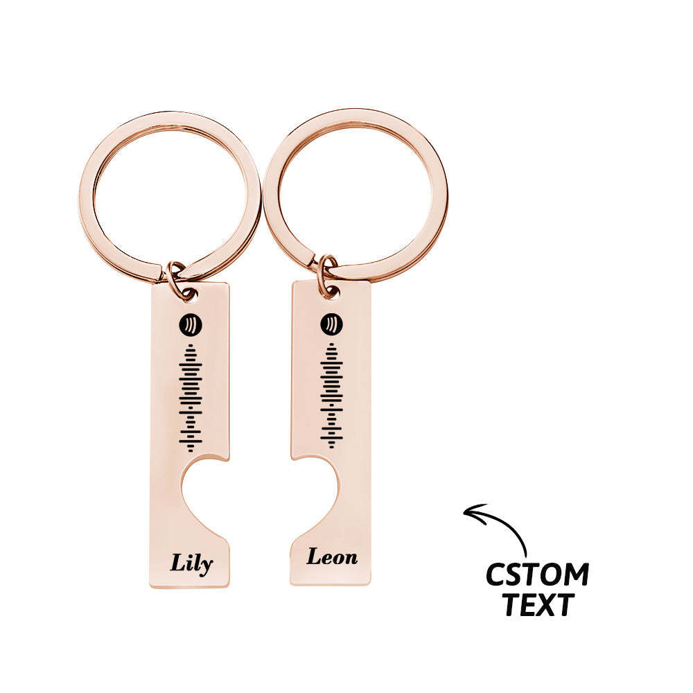 Scannable Custom Spotify Code Personalized Name Keyring 2pcs a Set For Valentine's Day Gift - PhotoKeychain
