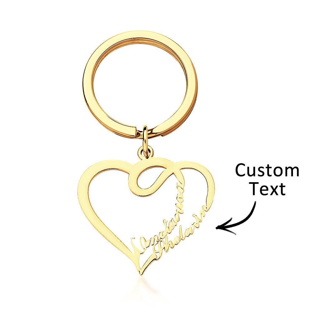 Custom Engraved Name Keychain Double Love Couple Gifts - PhotoKeychain