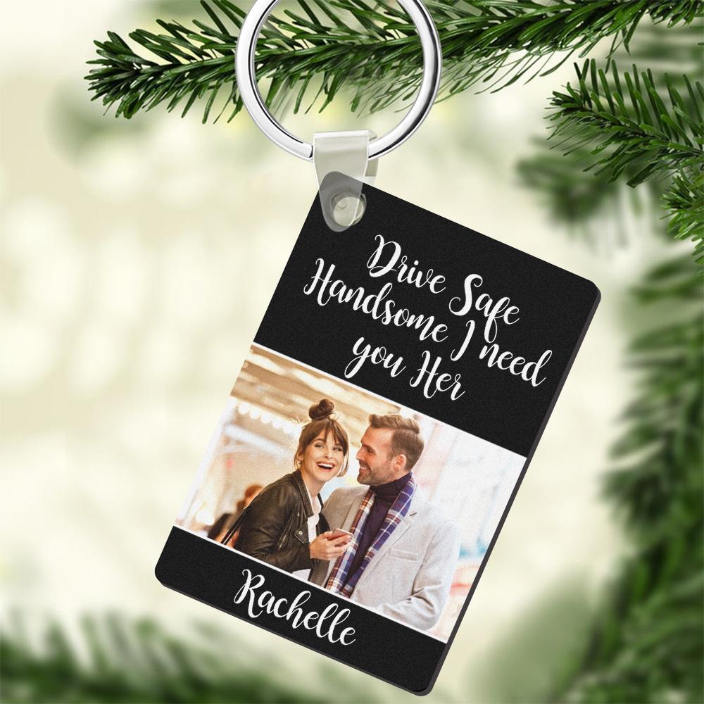 Custom Photo Engraved Keychain Drive Safe Couple Love Gifts - customphotokeychain